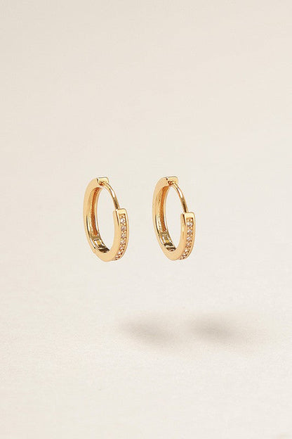 14K Gold Dipped Cubic Zirconia Hoop Earrings