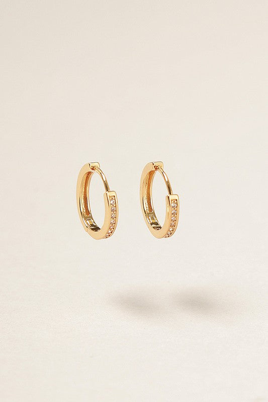 14K Gold Dipped Cubic Zirconia Hoop Earrings