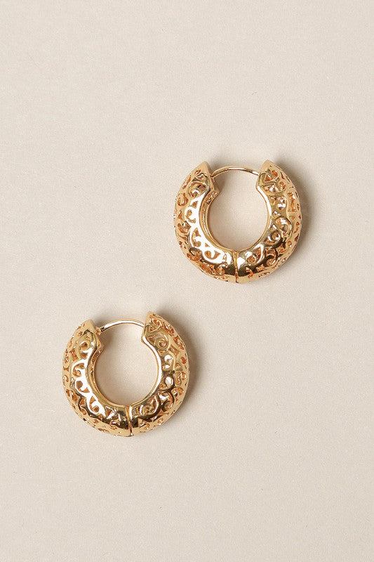 14K Gold Dipped Cut Out Hoop Earrings