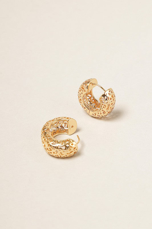 14K Gold Dipped Cut Out Hoop Earrings