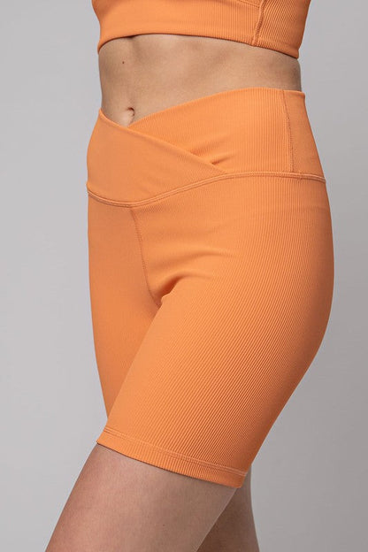 NYLON RIB V WAIST BIKER PANTS