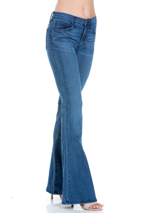 mid rise flare bell bottom denim jeans