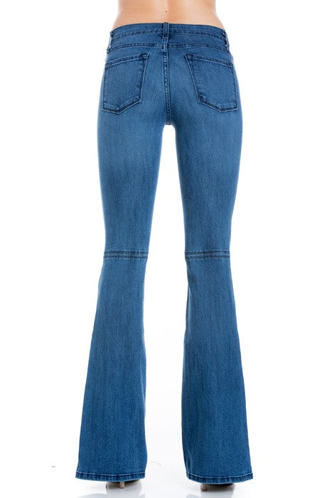 mid rise flare bell bottom denim jeans