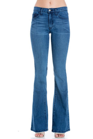 mid rise flare bell bottom denim jeans