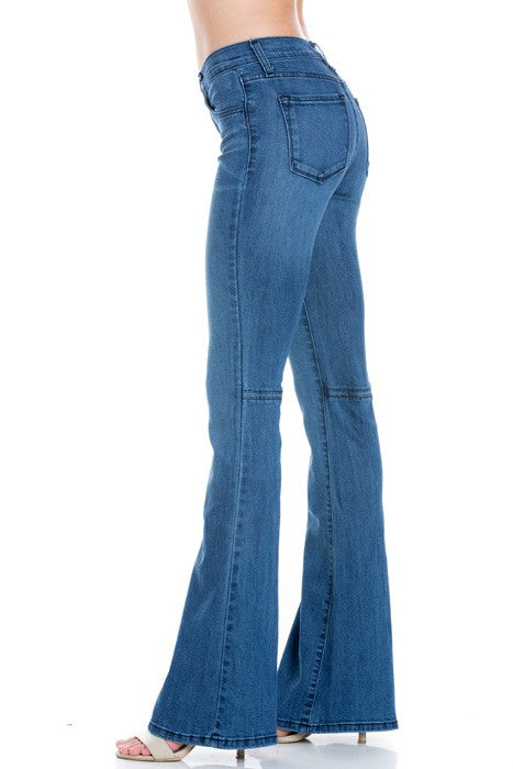 mid rise flare bell bottom denim jeans