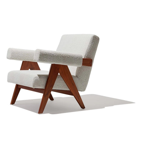 Débora Lounge Chair - Walnut & Boucle Fabric - GFURN