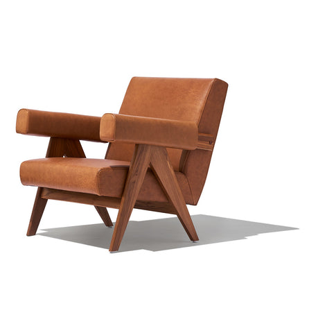 Débora Lounge Chair - Walnut & Caramel Leather - GFURN