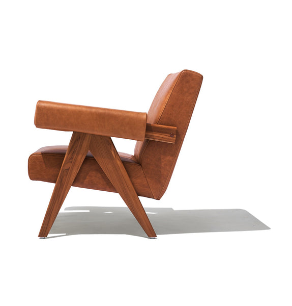 Débora Lounge Chair - Walnut & Caramel Leather - GFURN