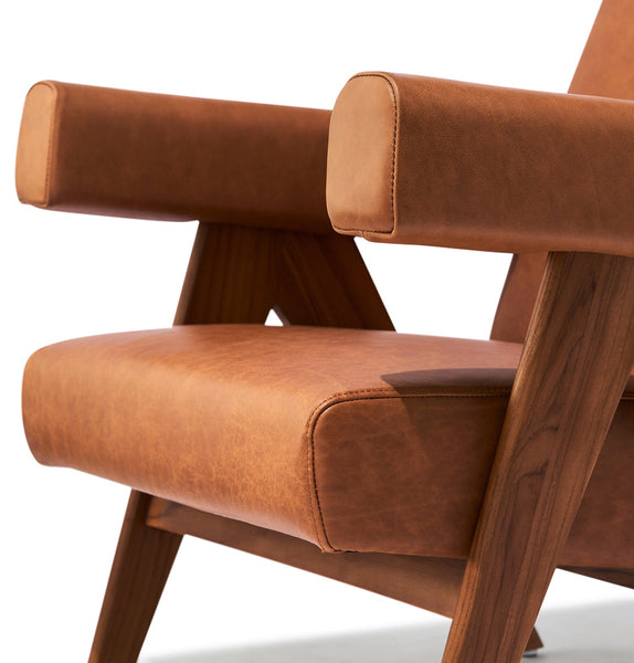 Débora Lounge Chair - Walnut & Caramel Leather - GFURN