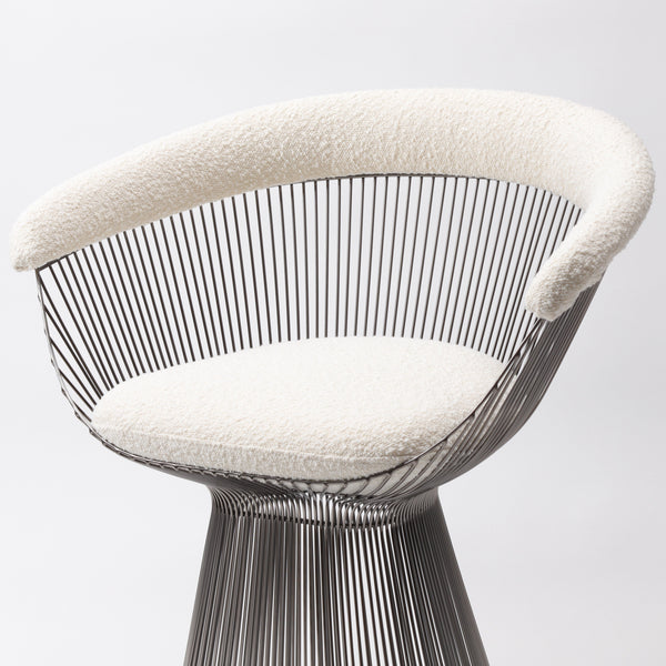 Lovise Wire Dining Chair - Black Frame & White Boucle Fabric