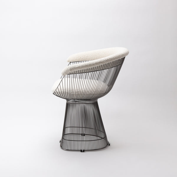 Lovise Wire Dining Chair - Black Frame & White Boucle Fabric