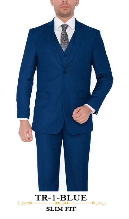 Gianni 4030 Blue - Modern 3 Piece Suit