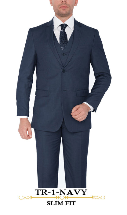 Gianni 4030 Navy - Modern 3 Piece Suit