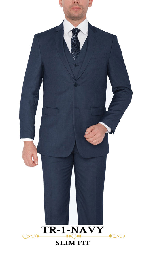 Gianni 4030 Navy - Modern 3 Piece Suit