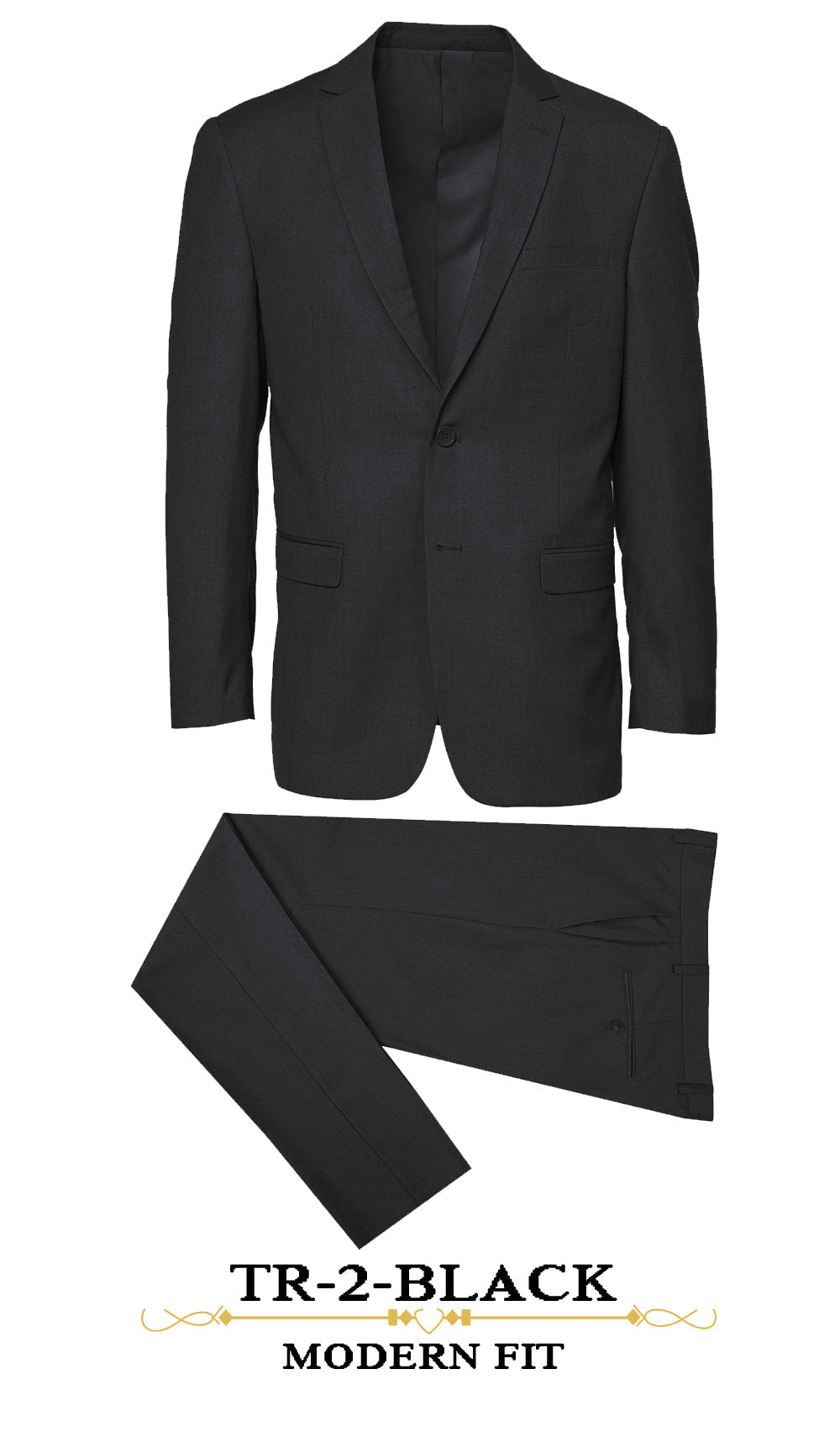 Gianni 4040 Black - Modern 2 Piece Suit