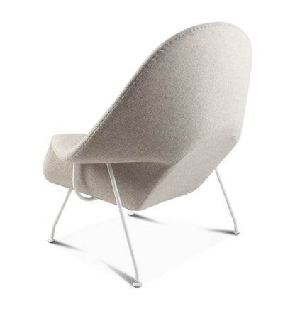 Daire Chair & Ottoman - Light Grey Cashmere Wool - White Metal Base