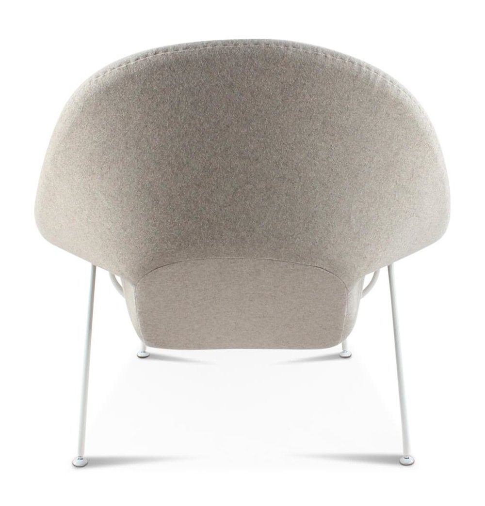 Daire Chair & Ottoman - Light Grey Cashmere Wool - White Metal Base