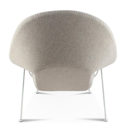 Daire Chair & Ottoman - Light Grey Cashmere Wool - White Metal Base