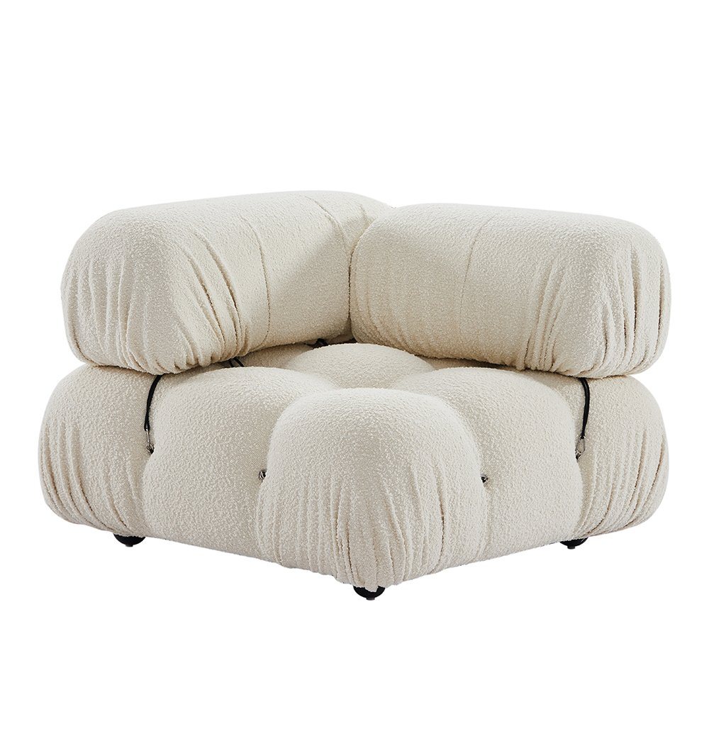 Gioia 1-Seater Chair - Left Corner - Cream/White Boucle - GFURN