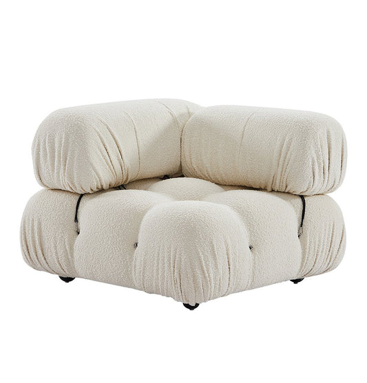 Gioia 1-Seater Chair - Left Corner - Cream/White Boucle - GFURN