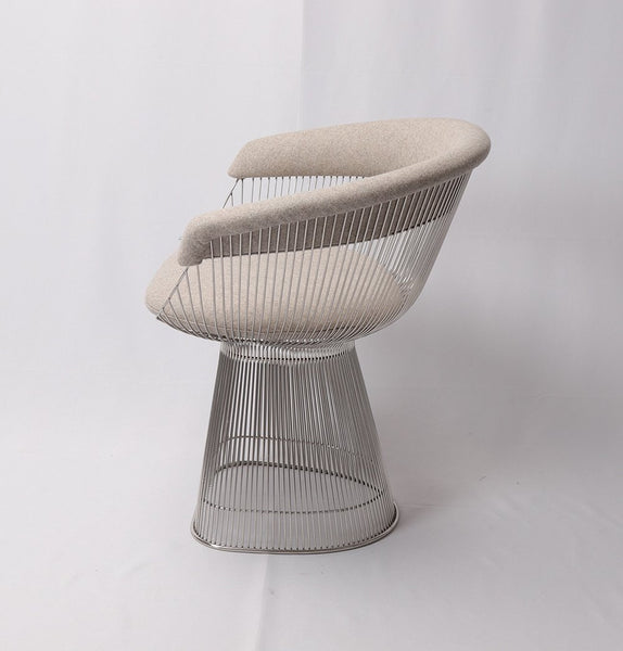 Lovise Wire Dining Chair - Stainless Steel Frame & Light Grey Wool/Cashmere