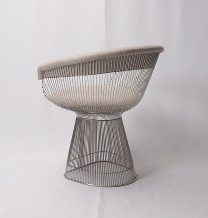 Lovise Wire Dining Chair - Stainless Steel Frame & Light Grey Wool/Cashmere