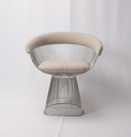 Lovise Wire Dining Chair - Stainless Steel Frame & Light Grey Wool/Cashmere