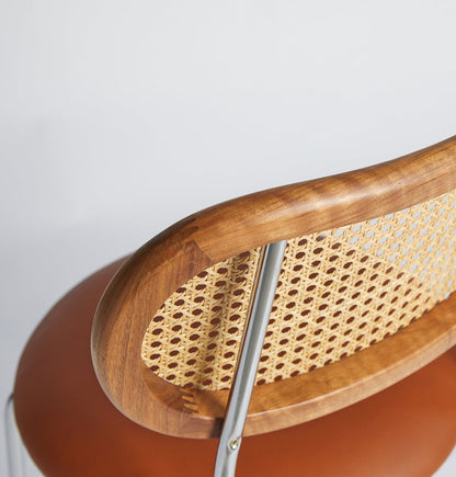 Rose Dining Chair - Rattan / Chrome / Caramel Leather