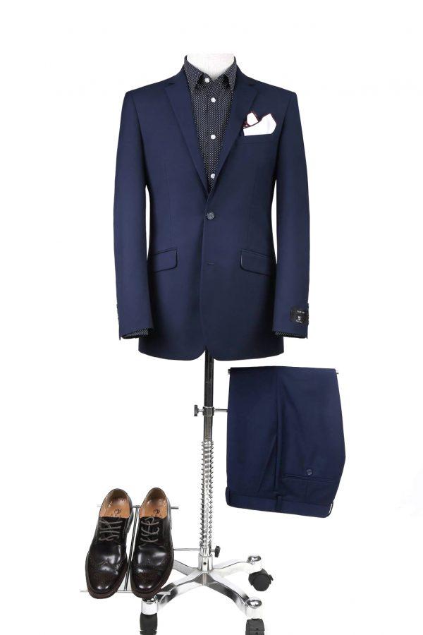 BUILD YOUR PACKAGE: French Blue Slim Fit Suit (Package Includes 2 Pc Suit, Shirt, Necktie or Bow Tie, Matching Pocket Square, & Shoes Not Inclded)