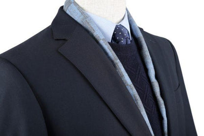 BUILD YOUR PACKAGE: Navy Slim Fit Suit (Package Includes 2 Pc Suit, Shirt, Necktie or Bow Tie, Matching Pocket Square, & Shoes Not Inclded)