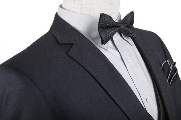 BUILD YOUR PACKAGE: Charcoal Slim Fit Suit (Package Includes 2 Pc Suit, Shirt, Necktie or Bow Tie, Matching Pocket Square, & Shoes Not Inclded)