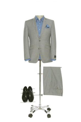 BUILD YOUR PACKAGE: Grey Slim Fit Suit (Package Includes 2 Pc Suit, Shirt, Necktie or Bow Tie, Matching Pocket Square, & Shoes Not Inclded)