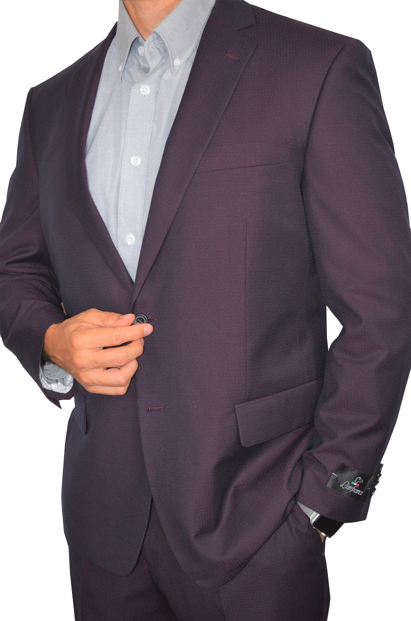 Burgundy London Hybrid Fit 2 Piece Suit - 7501