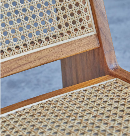 Amandine Lounge Chair - Wood & Natural Rattan