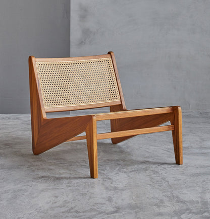 Amandine Lounge Chair - Wood & Natural Rattan