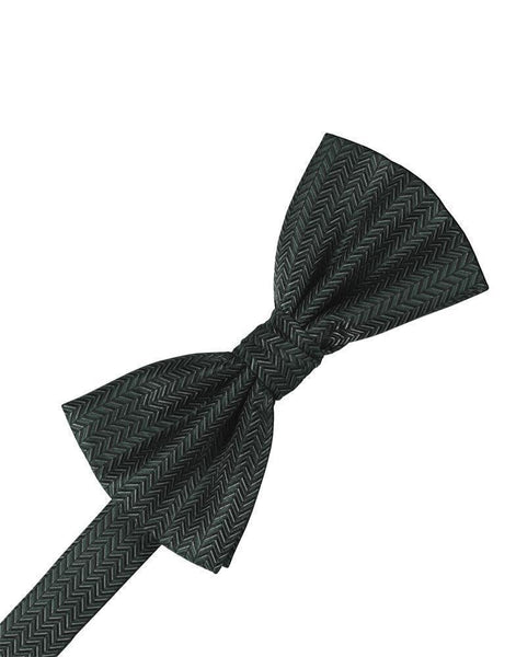 Teal Herringbone Bow Tie