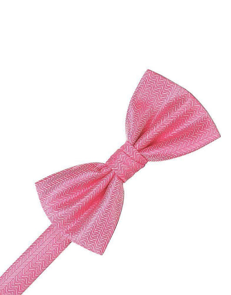 Frosty Pink Herringbone Bow Tie