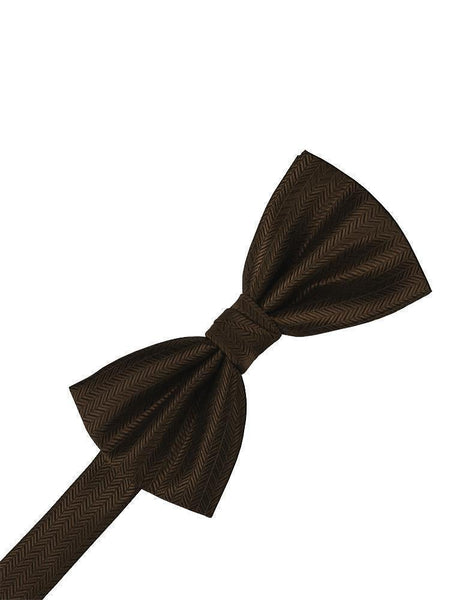 Espresso Herringbone Bow Tie