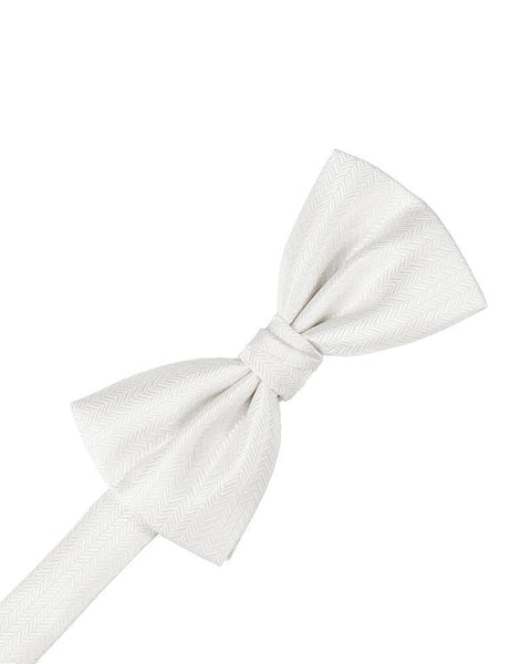 Ivory Herringbone Bow Tie