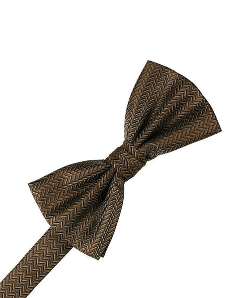 Sand Herringbone Bow Tie