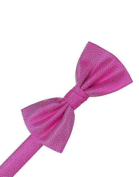 Frosty Pink Herringbone Bow Tie