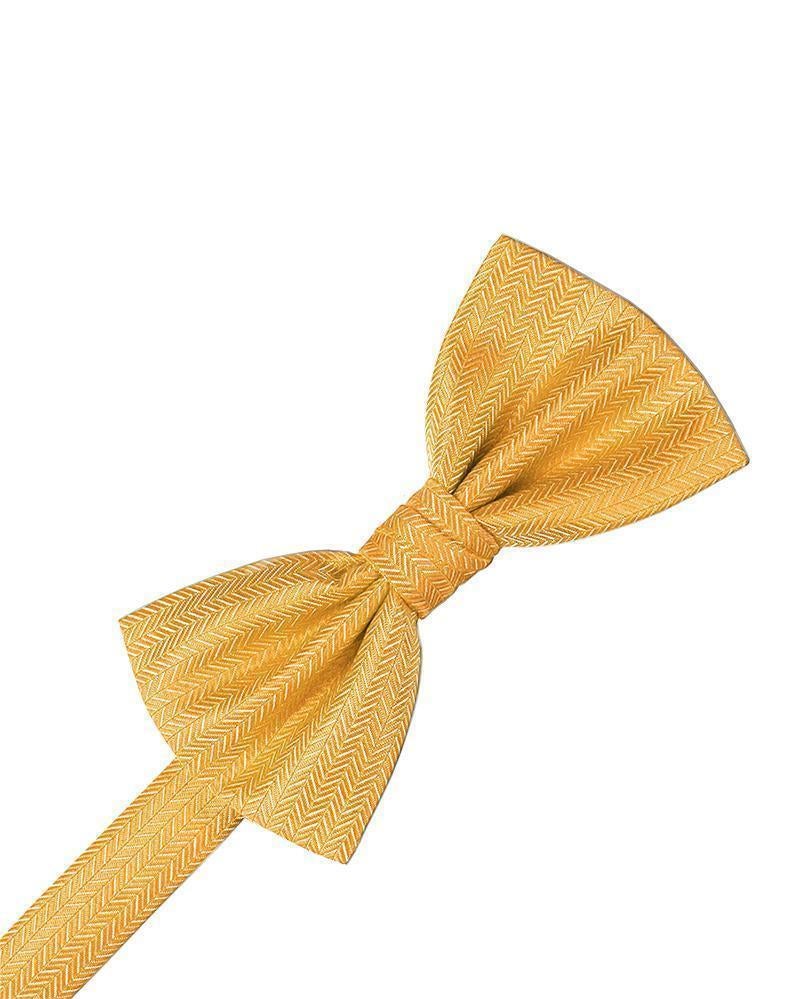 Pure White Herringbone Bow Tie