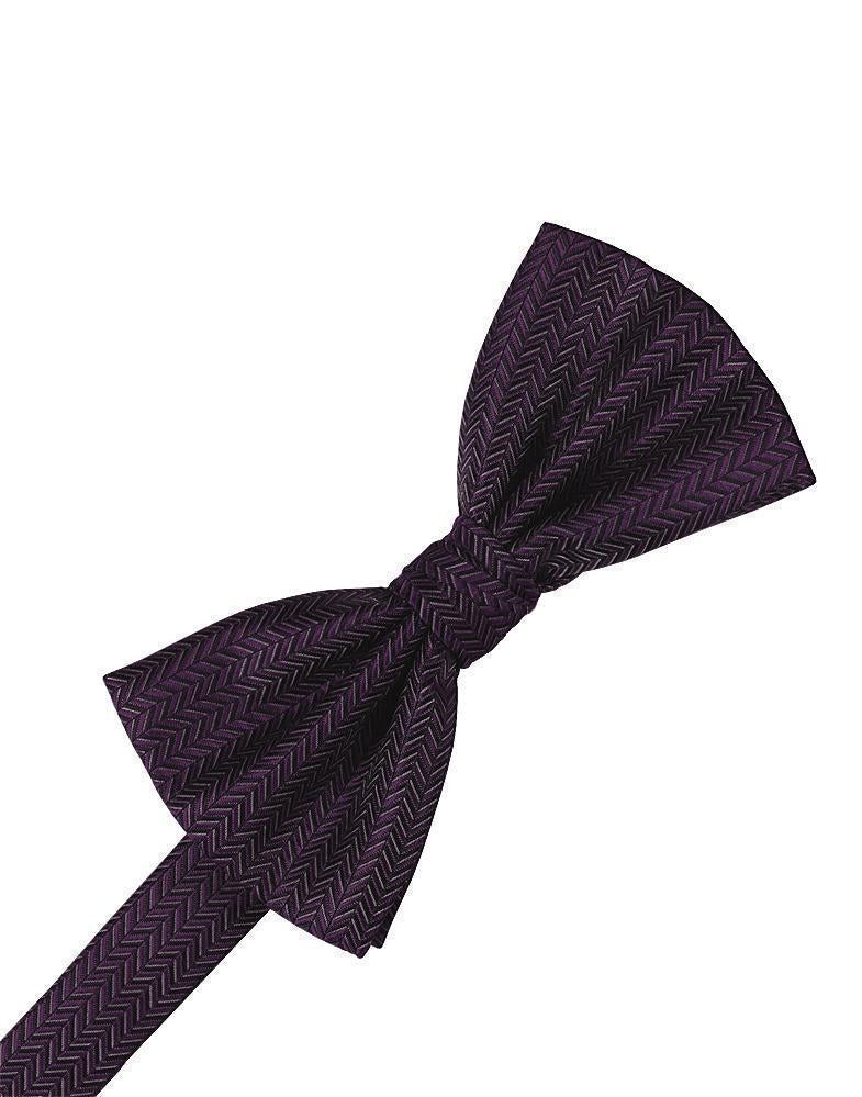 Pure White Herringbone Bow Tie