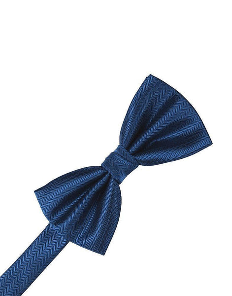 Sapphire Herringbone Bow Tie