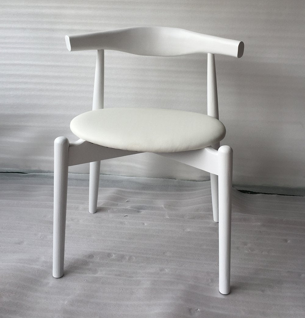 Hannah Chair - Round Seat - White & White Leather - GFURN