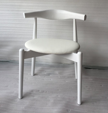Hannah Chair - Round Seat - White & White Leather - GFURN