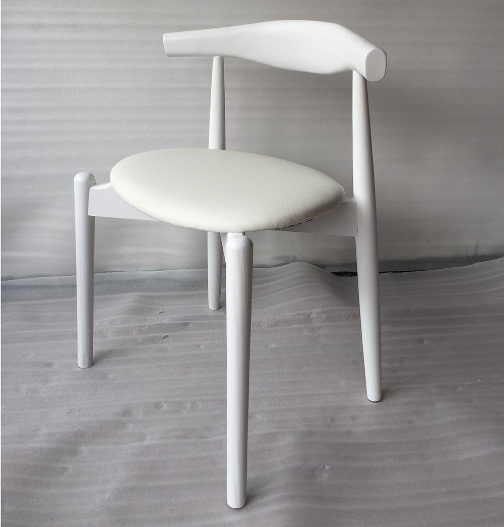 Hannah Chair - Round Seat - White & White Leather - GFURN