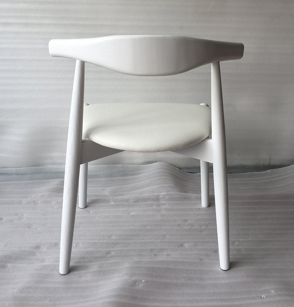 Hannah Chair - Round Seat - White & White Leather - GFURN