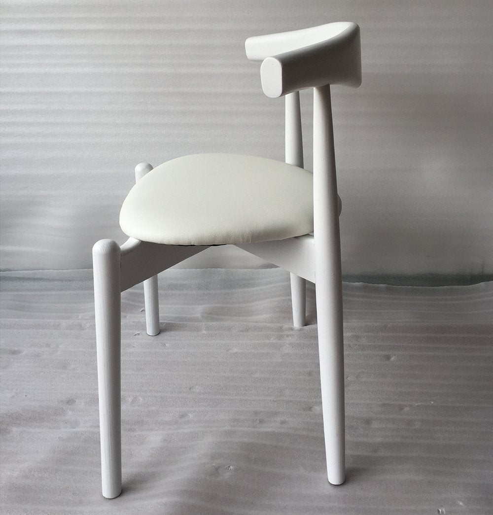 Hannah Chair - Round Seat - White & White Leather - GFURN
