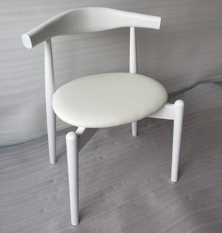 Hannah Chair - Round Seat - White & White Leather - GFURN